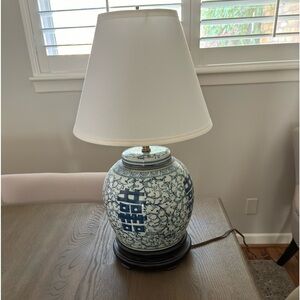 Blue and white Asian design lamp.
